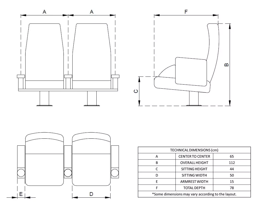 Cinema Chair Ametist Technical Image